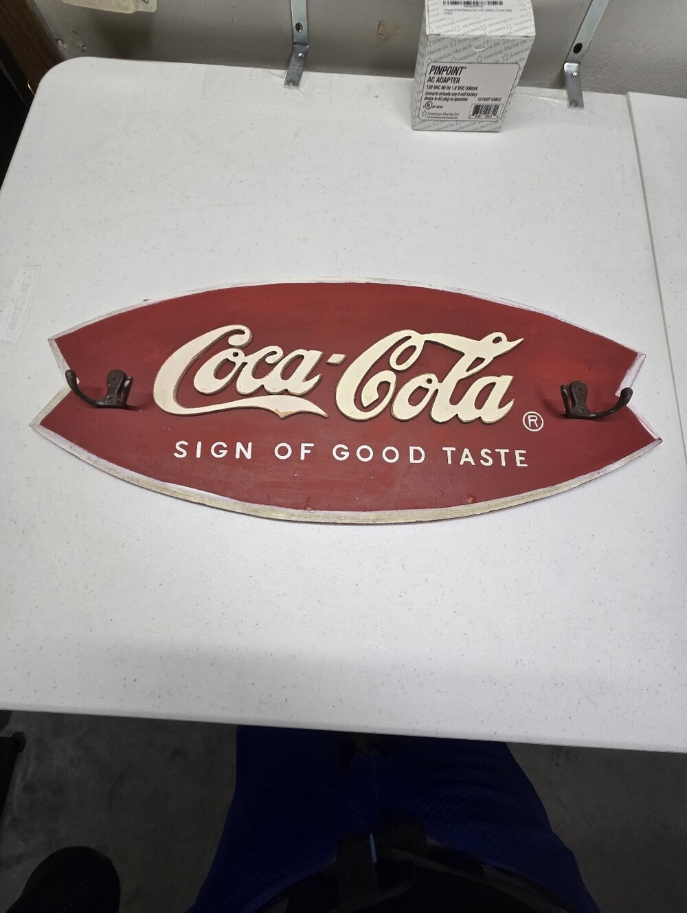 COCA-COLA "Sign Of Good Taste" Wooden Wall Hanger  Coat Rack 19"